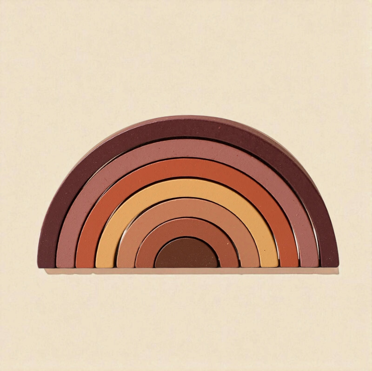 Wooden Rainbow Stacking Blocks Shades of Brown