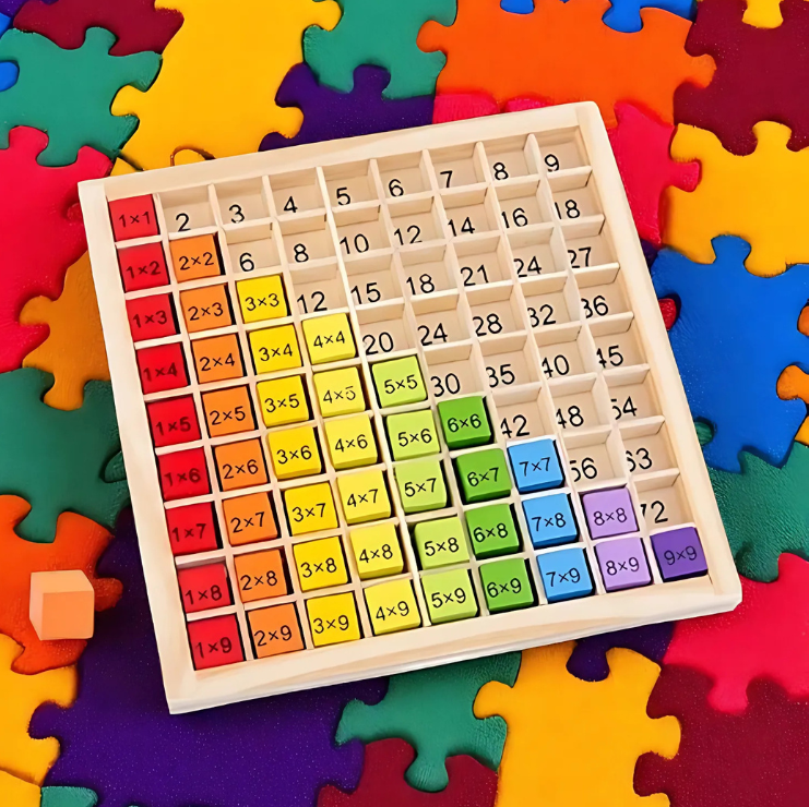 Montessori-Inspired Wooden Colourful Multiplication Board Game