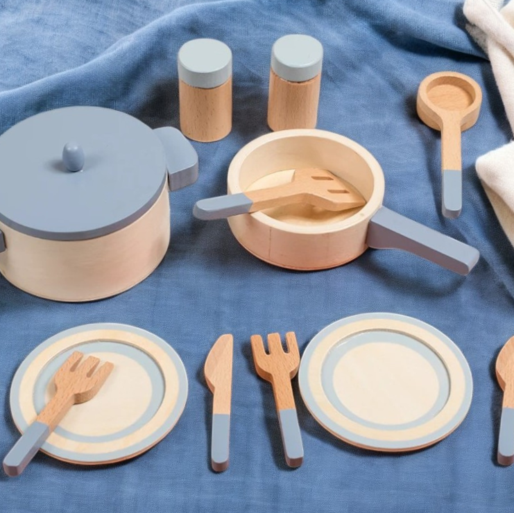 Wooden Kitchen Set for Kids Close Up