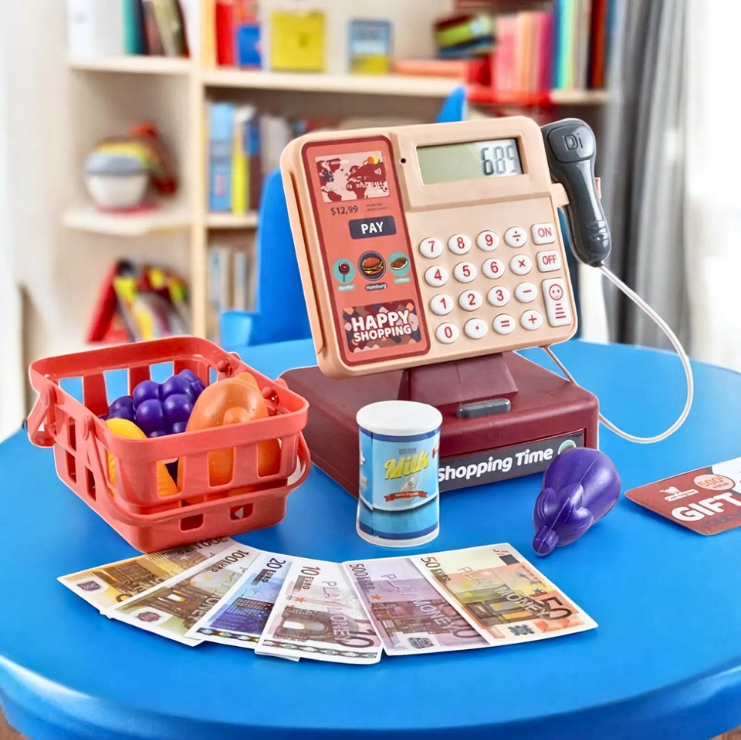 Kids Cash Register Toy Set on the Table