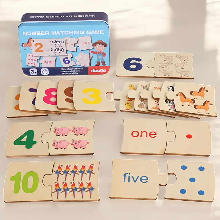 Montessori Wooden Number Matching Puzzle Game Featured Image