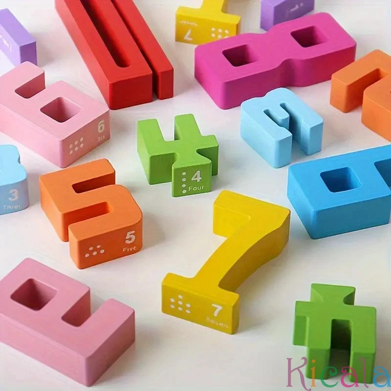 Montessori-Inspired Colourful Wooden Building Blocks Close Up