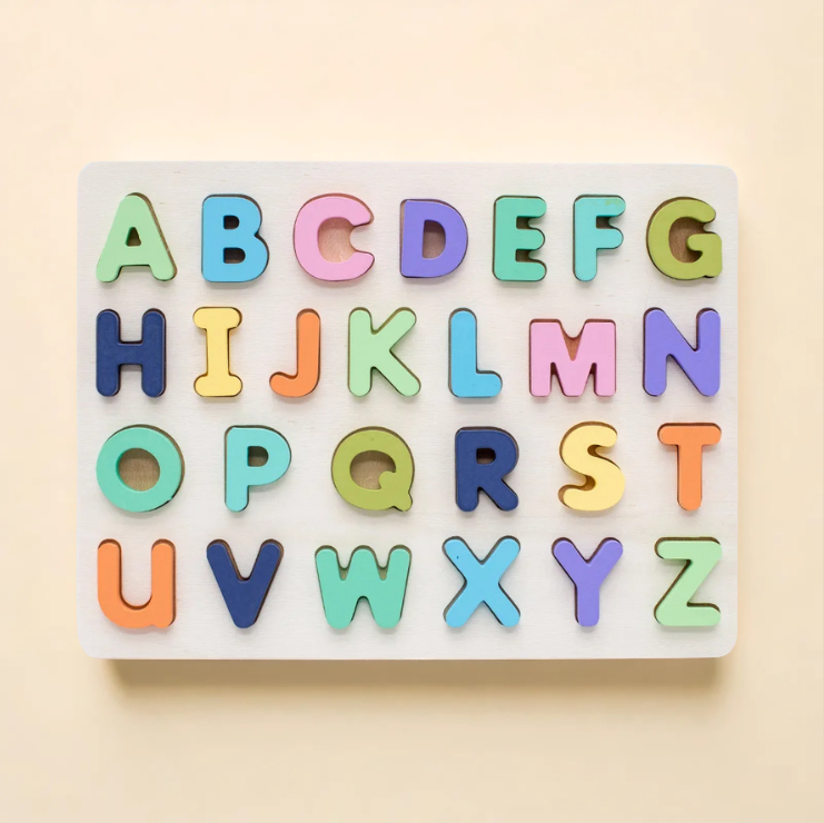 Wooden Numbers, Letters & Shapes Puzzle Board Numbers