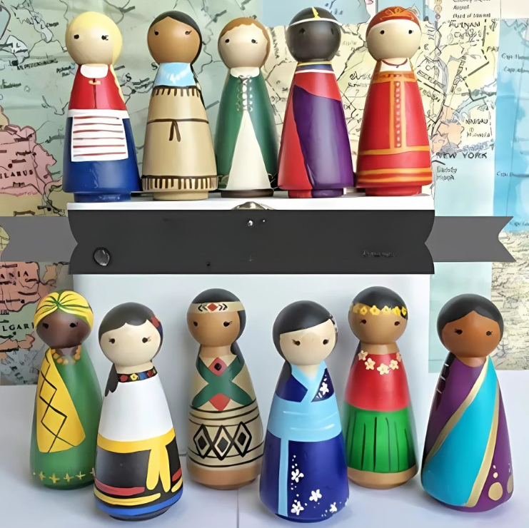 Wooden Peg Dolls – DIY Natural Craft Set for Kids' Painting & Art Projects Lifestyle Image