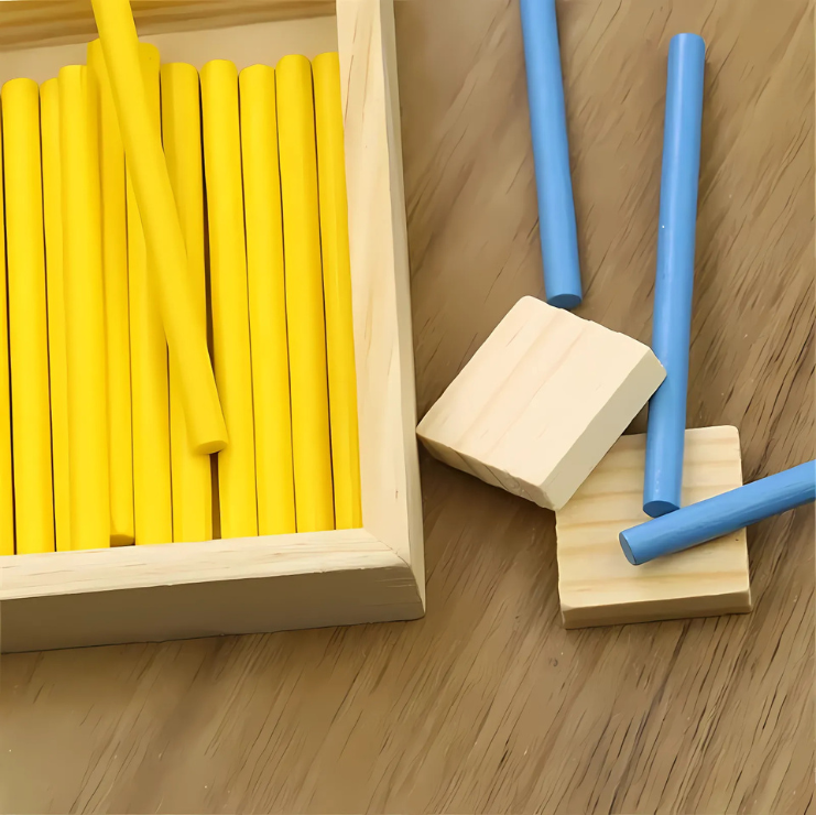 Wooden Montessori-Inspired Educational Counting Sticks & Number Blocks Close Up
