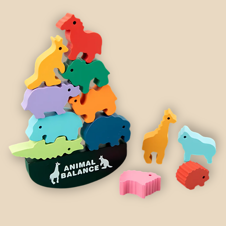 Montessori-Inspired Wooden Balance Blocks Game Animal