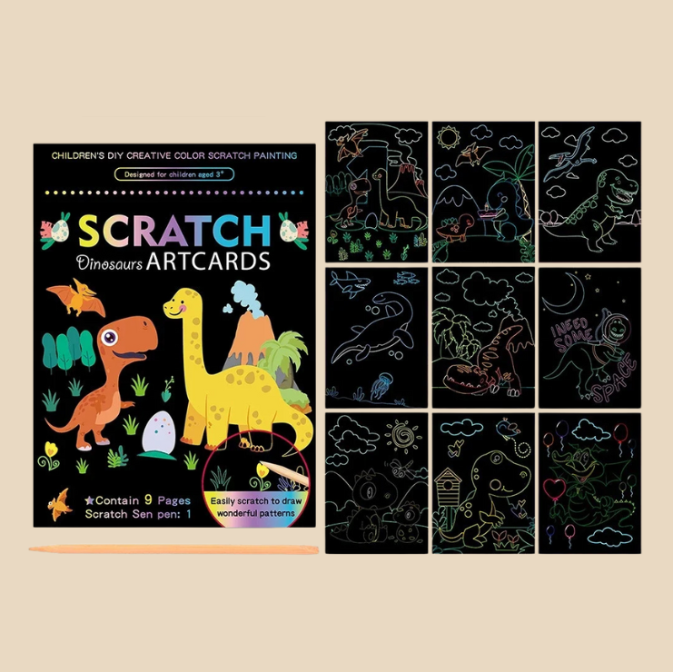 Magic Rainbow Scratch Art Kit for Kids Dinosaur