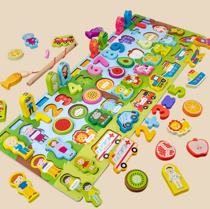 Montessori-Inspired Wooden Alphabet, Shape & Numbers Puzzle Board variant