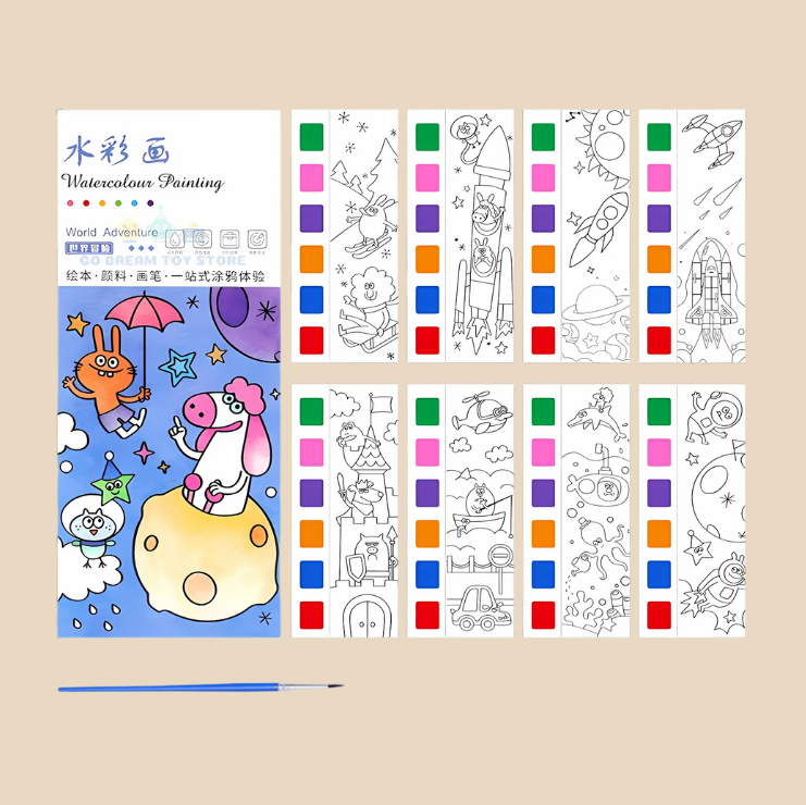 Kids Paint with Water Colouring Book Set – Mess-Free Watercolor Activity Fantasy Adventure Theme