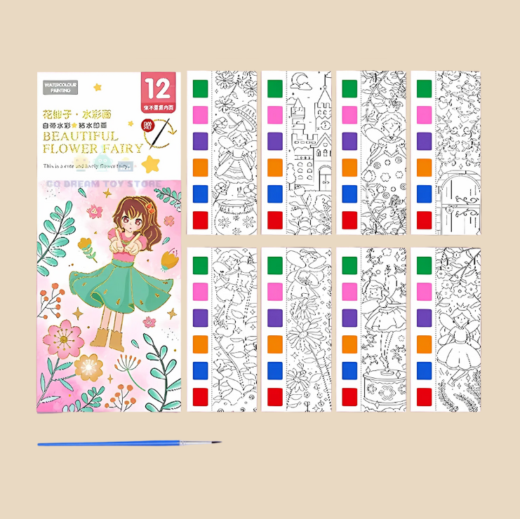 Kids Paint with Water Colouring Book Set – Mess-Free Watercolor Activity  Flower Fairy Theme