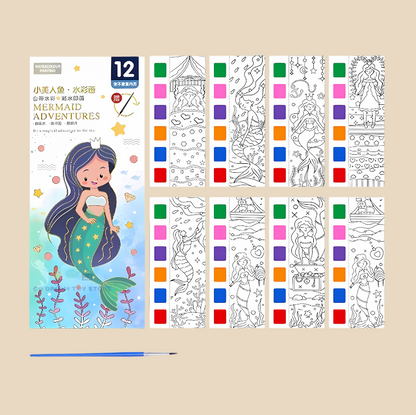 Kids Paint with Water Colouring Book Set – Mess-Free Watercolor Activity  Mermaid Theme