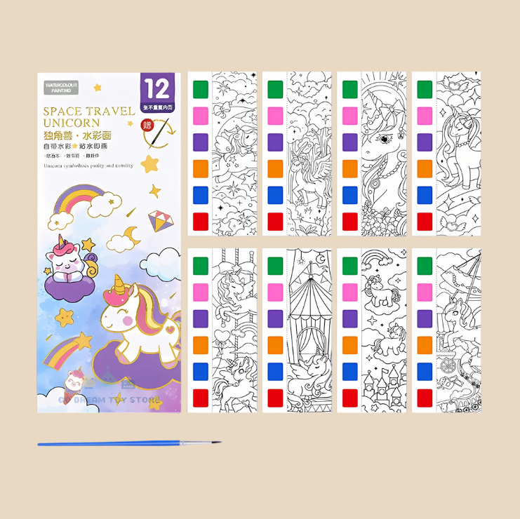 Kids Paint with Water Colouring Book Set – Mess-Free Watercolor Activity  Unicorn Theme
