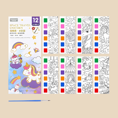 Kids Paint with Water Colouring Book Set – Mess-Free Watercolor Activity  Unicorn Theme