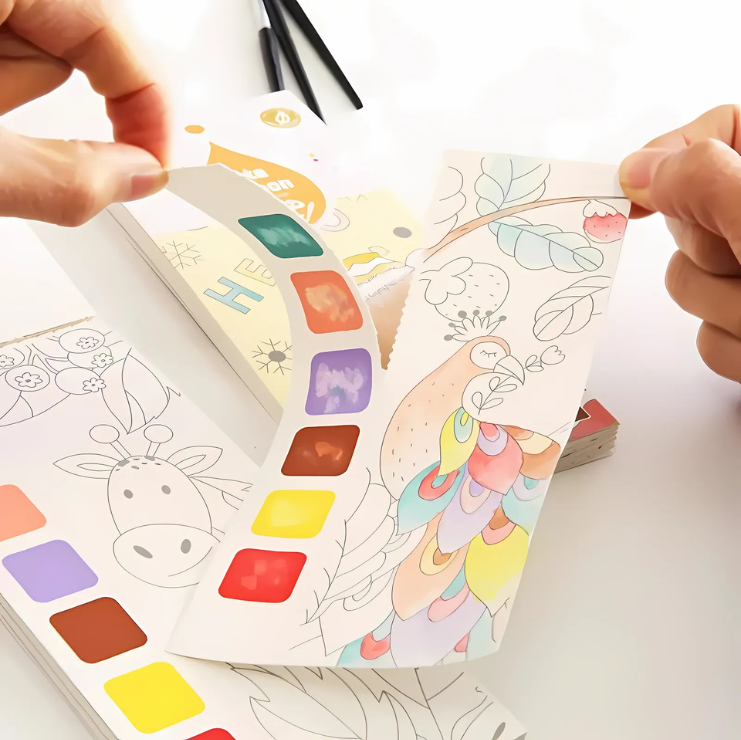 Kids Paint with Water Colouring Book Set – Mess-Free Watercolor Activity Close Up