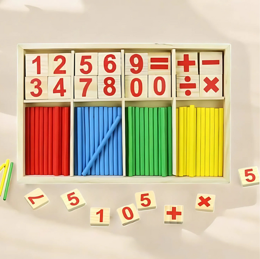 Wooden Montessori-Inspired Educational Counting Sticks & Number Blocks Pieces