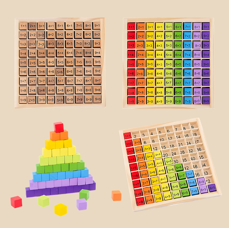 Montessori-Inspired Wooden Multiplication Board Game Two Sets