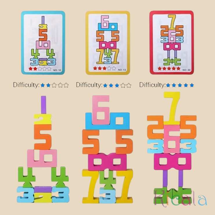 Montessori-Inspired Colourful Wooden Building Blocks - Cards and Blocks