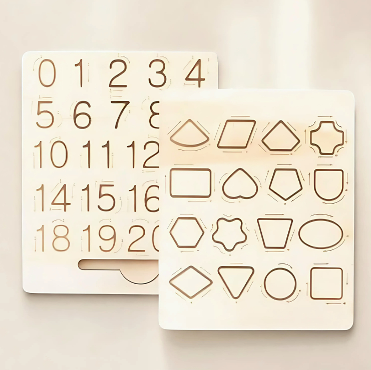 Montessori-Inspired Wooden Word Spelling Board - Numbers and Shapes 