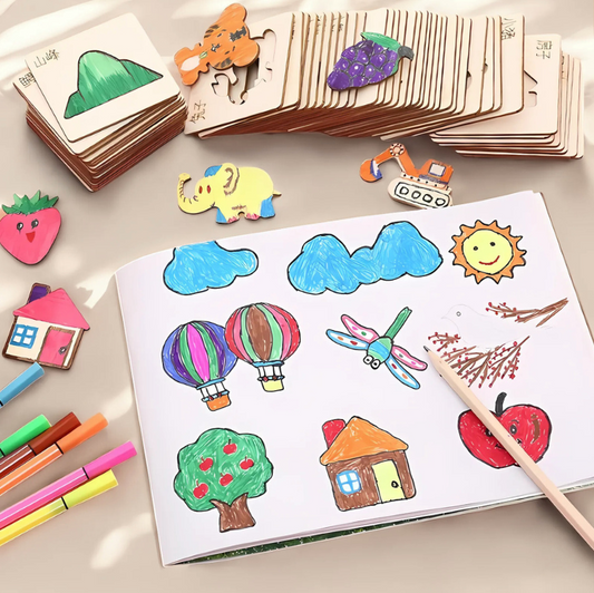 Montessori-Inspired Wooden Drawing Stencils Set for Kids Featured Image