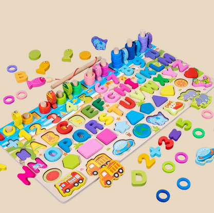 Montessori-Inspired Wooden Alphabet, Shape & Numbers Puzzle Board variant