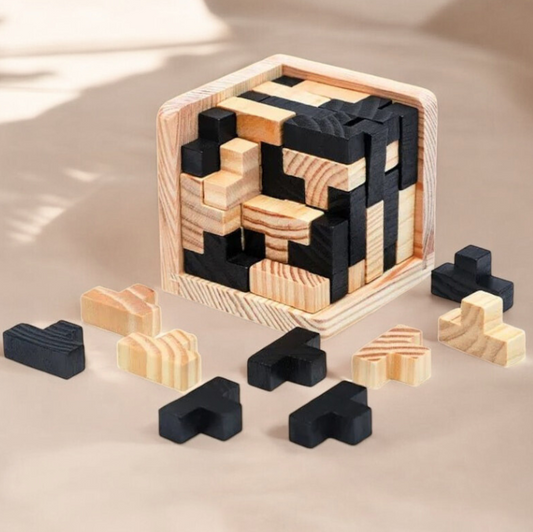Wooden 3D Cube Puzzle Game – Educational Brain Teaser Featured Image