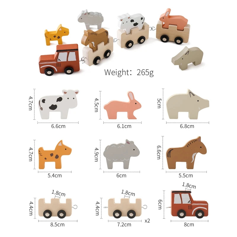 Montessori-Inspired Wooden Train Toy Dimensions