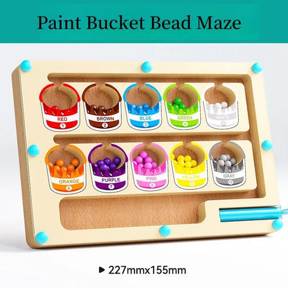 Wooden Magnetic Bead Maze Puzzle Toy Bucket Maze