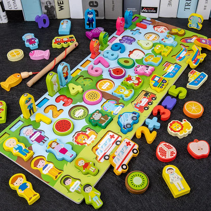 Montessori-Inspired Wooden Alphabet, Shape & Numbers Puzzle Board variant