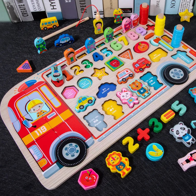 Montessori-Inspired Wooden Alphabet, Shape & Numbers Puzzle Board variant