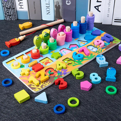 Montessori-Inspired Wooden Alphabet, Shape & Numbers Puzzle Board variant