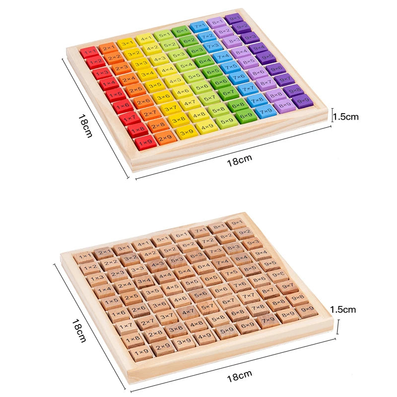 Montessori-Inspired Wooden Multiplication Board Game Dimensions