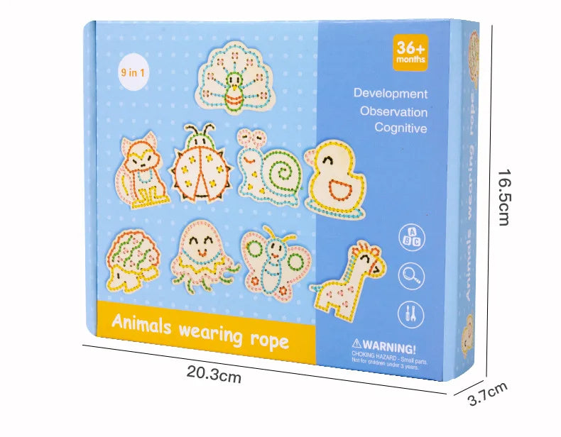 Montessori-Inspired Wooden Lacing Toy for Fine Motor Skill Activity Box
