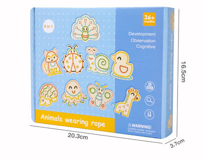 Montessori-Inspired Wooden Lacing Toy for Fine Motor Skill Activity Box