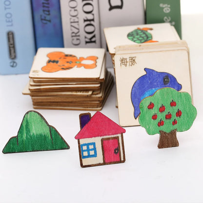Montessori-Inspired Wooden Drawing Stencils Set for Kids Close Up