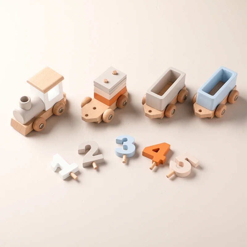 Montessori-Inspired Wooden Train Toy Pieces
