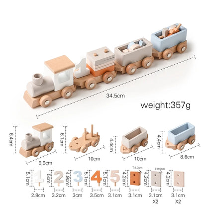 Montessori-Inspired Wooden Train Toy Dimensions