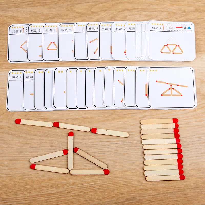 Montessori-Inspired Matchsticks Puzzle Game Pieces