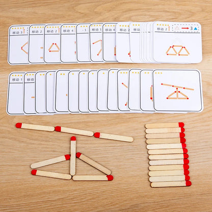 Montessori-Inspired Matchsticks Puzzle Game Pieces