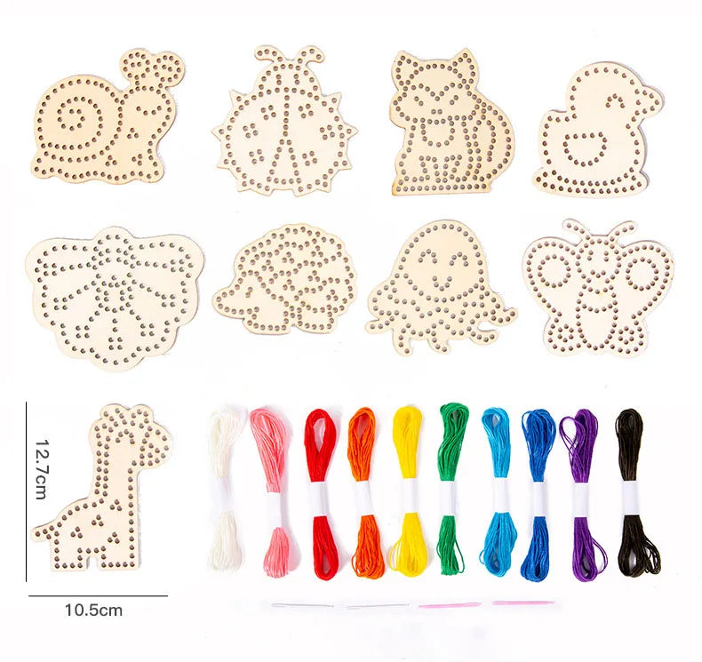 Montessori-Inspired Wooden Lacing Toy for Fine Motor Skill Activity Pieces