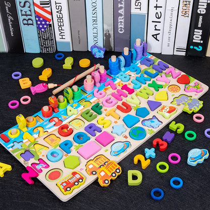 Montessori-Inspired Wooden Alphabet, Shape & Numbers Puzzle Board variant