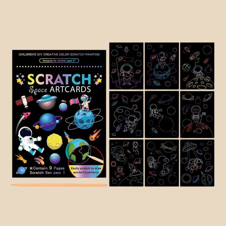 Magic Rainbow Scratch Art Kit for Kids Space