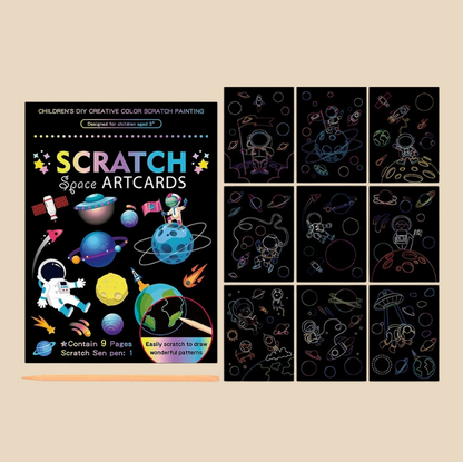 Magic Rainbow Scratch Art Kit for Kids Space