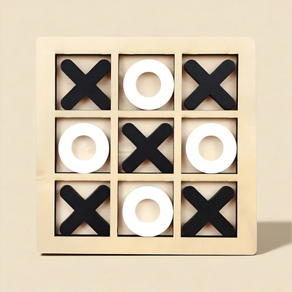 Montessori-Inspired Wooden Tic Tac Toe Game Close Up