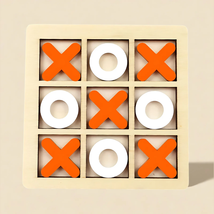Montessori-Inspired Wooden Tic Tac Toe Game Orange