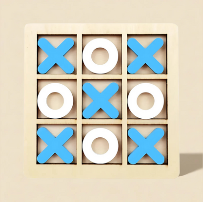 Montessori-Inspired Wooden Tic Tac Toe Game Light Blue
