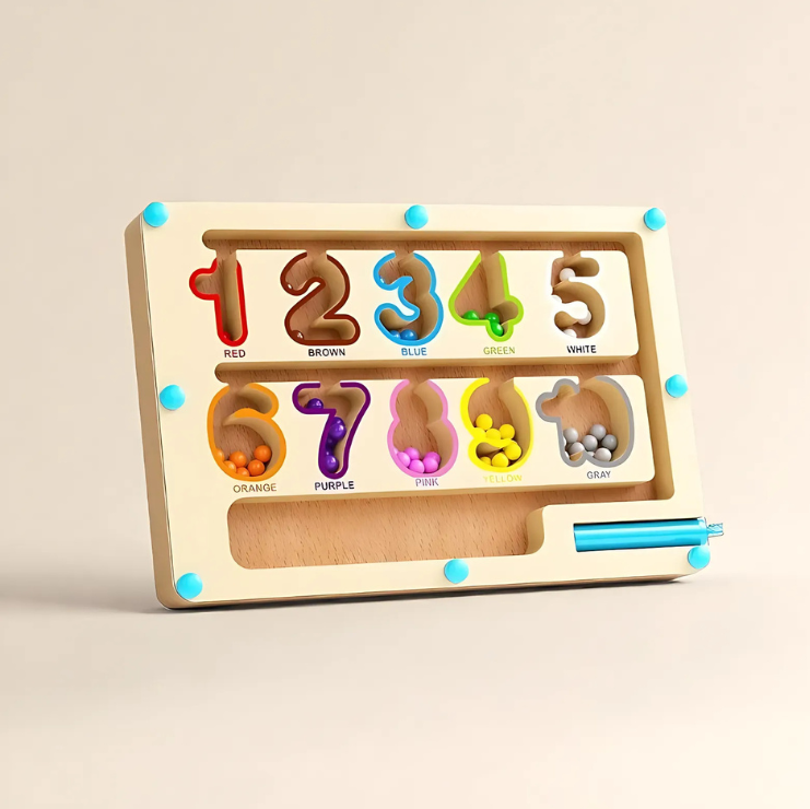 Wooden Magnetic Bead Maze Puzzle Toy Numbers Maze