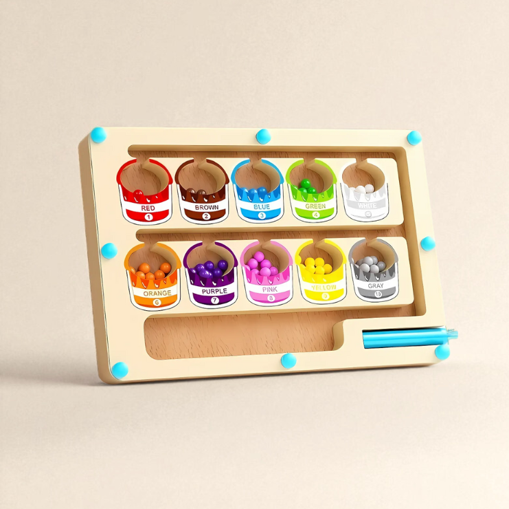 Wooden Magnetic Bead Maze Puzzle Toy Bucket Maze