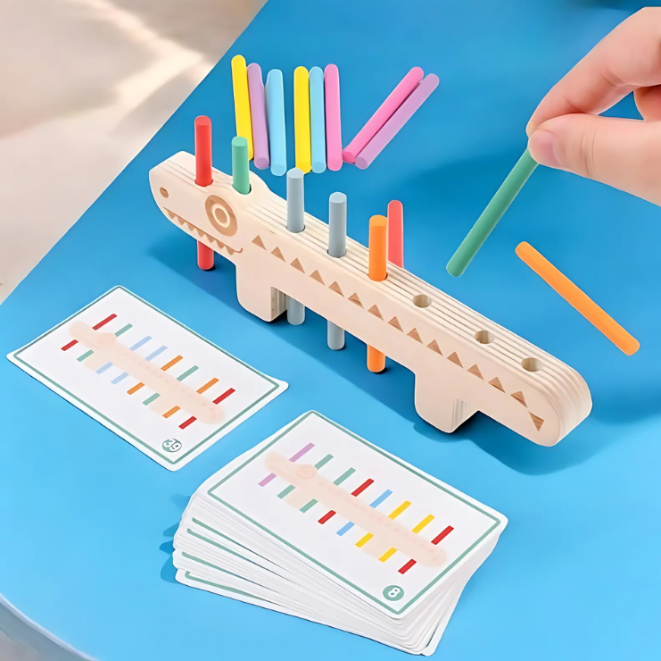 Playing with Montessori-Inspired Wooden Colour Matching Game